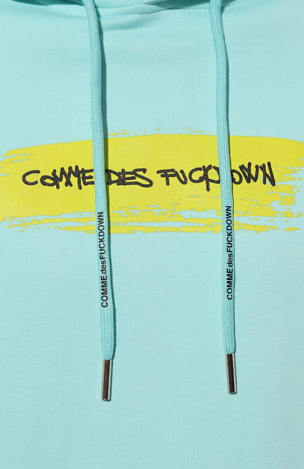 Хлопковое худи COMME DES FUCKDOWN бирюзового цвета по цене 21850 руб., арт. CDFU2190, фото 5 Хлопковое худи COMME DES FUCKDOWN, арт. CDFU2190, фото 5