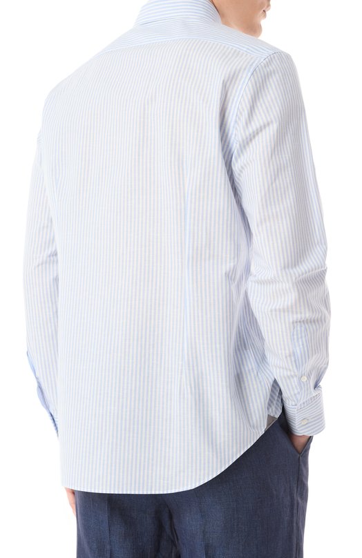 Сорочка из хлопка и льна Corneliani 25P156-2511174 Голубой  25P156-2511174 Фото 4