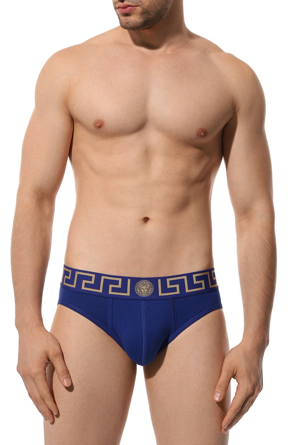Хлопковые брифы VERSACE синего цвета по цене 8755 руб., арт. AU10027/1A10011, фото 2 Хлопковые брифы VERSACE, арт. AU10027/1A10011, фото 2