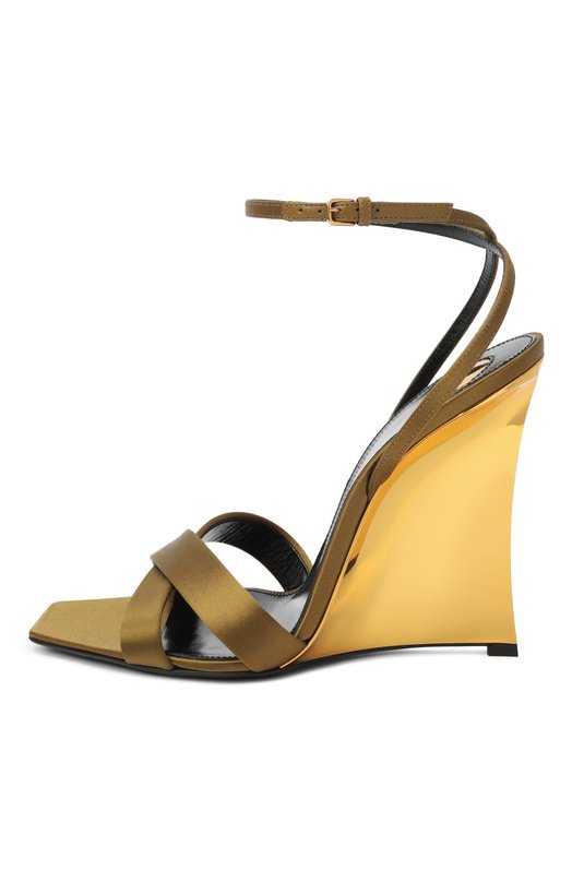 Текстильные босоножки Lydia 100 Saint Laurent 830287/9QNA0 Хаки  830287/9QNA0 Фото 4