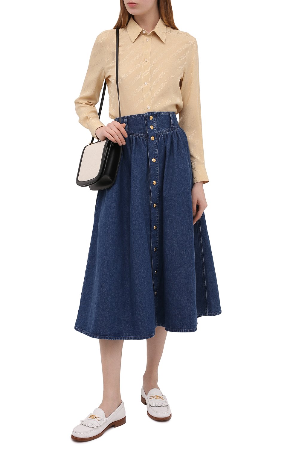 Джинсовая юбка CELINE синего цвета по цене 98950 руб., арт. 2S108459N, фото 2 Джинсовая юбка CELINE, арт. 2S108459N, фото 2