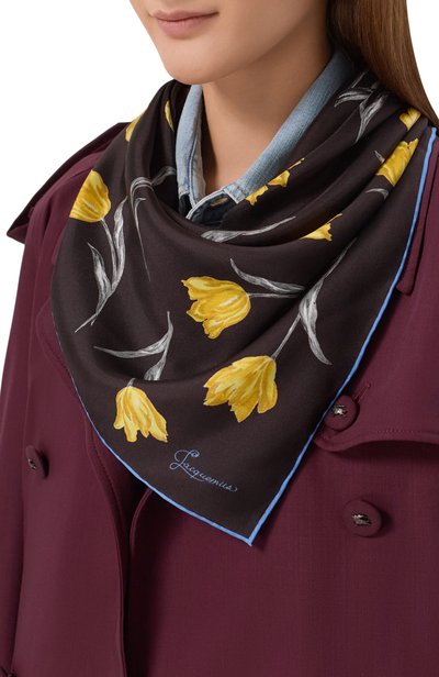 Шелковый платок JACQUEMUS черного цвета по цене 27050 руб., арт. 26HACU00867/AW00263, фото 2 Шелковый платок JACQUEMUS, арт. 26HACU00867/AW00263, фото 2