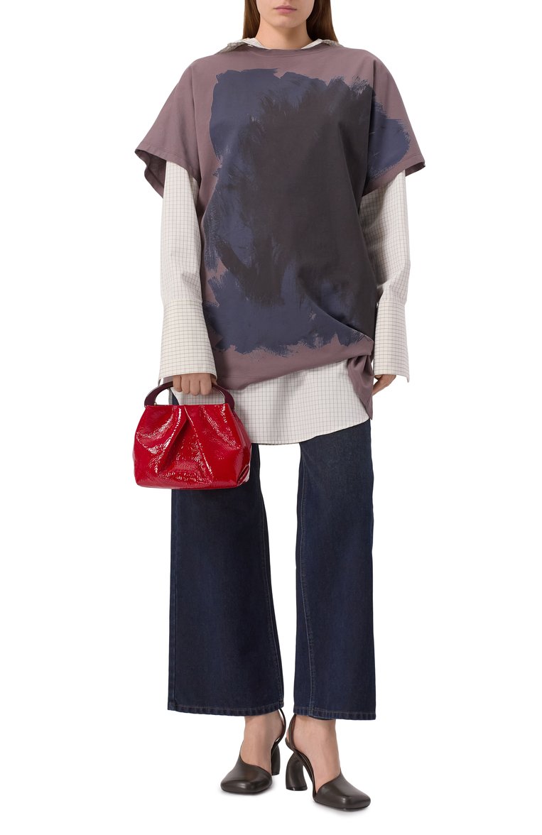 Женская сумка DRIES VAN NOTEN красного цвета, арт. 251-011524-186 | Фото 7 (Ремень/цепочка: На ремешке; Материал: Натуральная кожа; Размер: small; Женское Кросс-КТ: Вечерняя сумка)