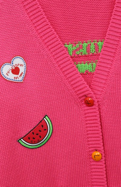 Хлопковый кардиган PHILOSOPHY DI LORENZO SERAFINI KIDS фуксия цвета по цене 27100 руб., арт. PJMA81C/FL209-BH026/10A-14A, фото 3 Хлопковый кардиган PHILOSOPHY DI LORENZO SERAFINI KIDS, арт. PJMA81C/FL209-BH026/10A-14A, фото 3