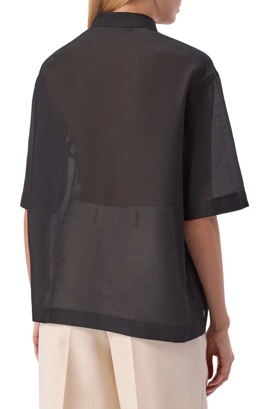 Рубашка из хлопка и шелка 12 STOREEZ 137700 Чёрный  137700 Фото 4