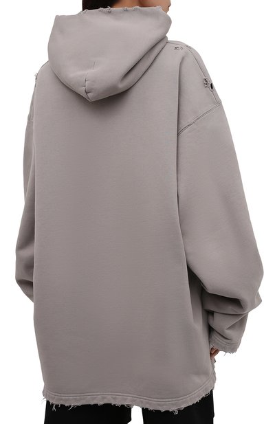 Хлопковое худи BALENCIAGA серого цвета по цене 92650 руб., арт. 661711/TKVF6, фото 4 Хлопковое худи BALENCIAGA, арт. 661711/TKVF6, фото 4