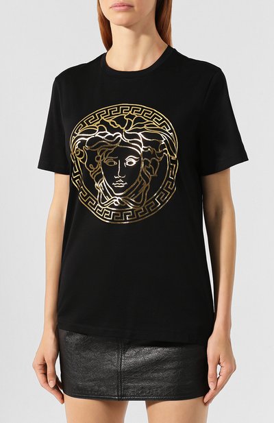 Хлопковая футболка VERSACE черного цвета по цене 31150 руб., арт. A83864/A201952, фото 3 Хлопковая футболка VERSACE, арт. A83864/A201952, фото 3