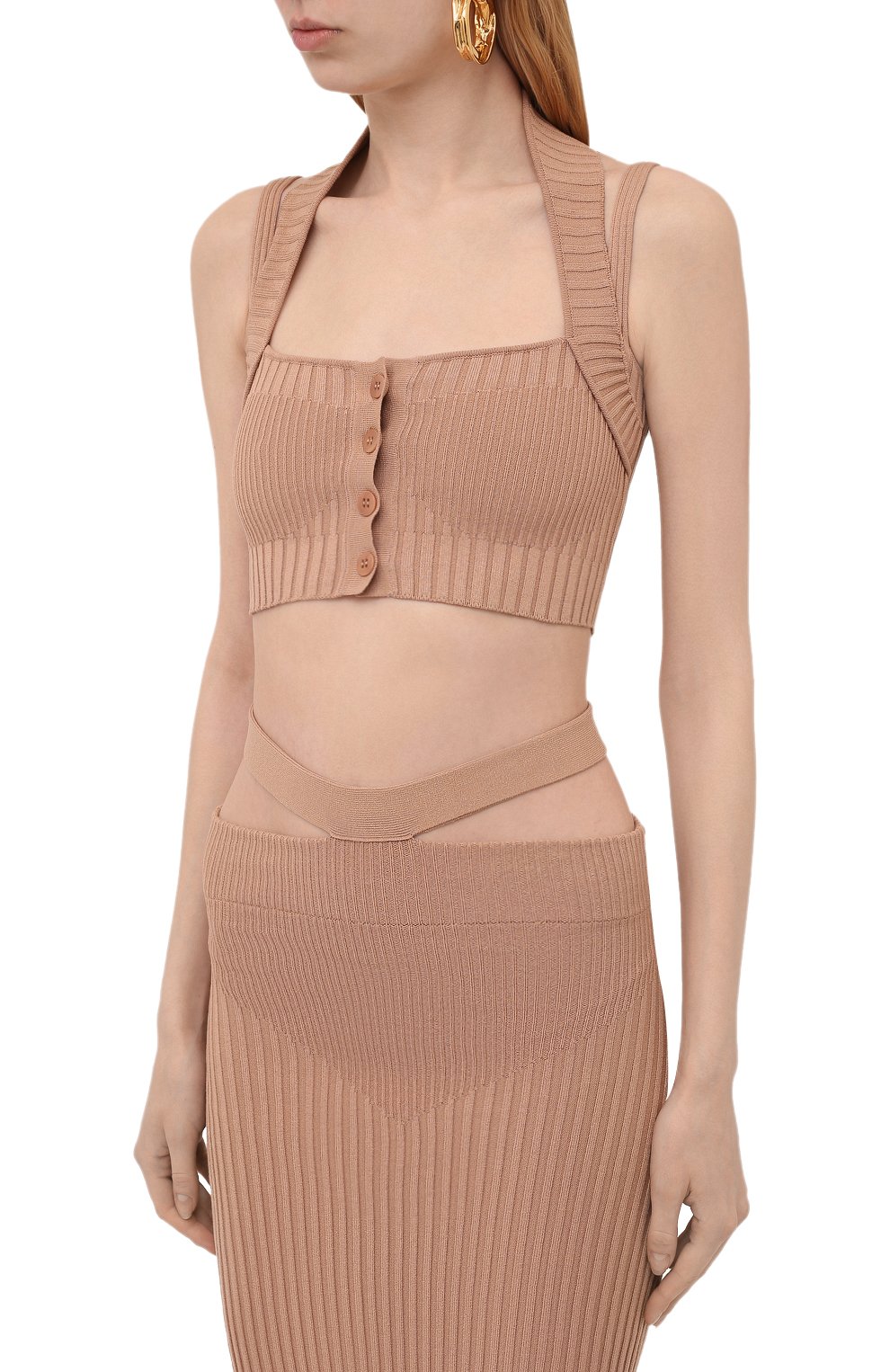 Топ из вискозы ANDREADAMO бежевого цвета по цене 33600 руб., арт. ADSS21T003014470, фото 3 Топ из вискозы ANDREADAMO, арт. ADSS21T003014470, фото 3