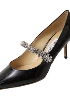Женские кожаные туфли bing pump 65 JIMMY CHOO черного цвета, арт. BING PUMP 65/PAT | Фото 7 (Драгоценные камни: Проставлено; Каблук высота: Средний; Материал внутренний: Натуральная кожа; Подошва: Плоская; Материал сплава: Проставлено; Материал внешний: Натуральная кожа; Каблук тип: Шпилька)