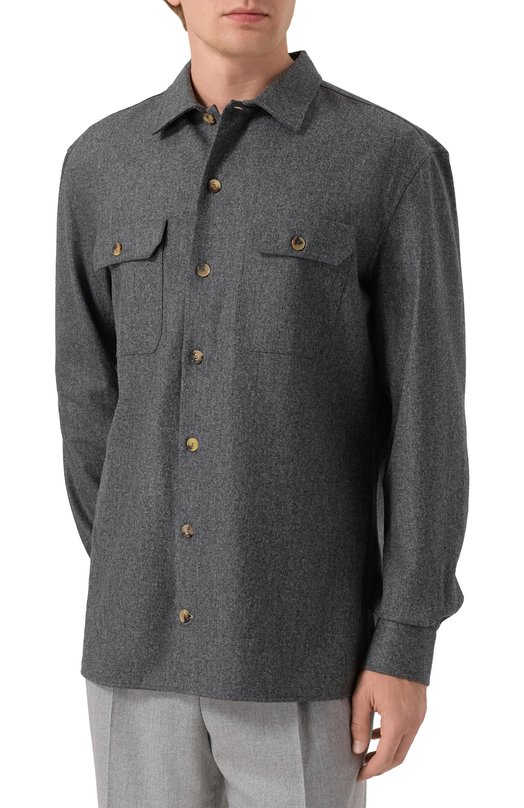 Шерстяная рубашка Brunello Cucinelli M038P0720 Серый  M038P0720 Фото 3