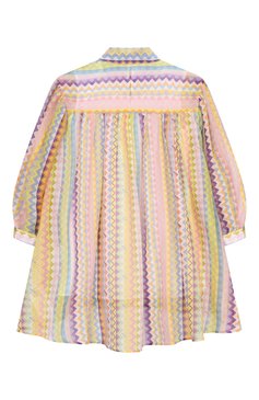 Детское платье из хлопка и шелка MISSONI разноцветного цвета, арт. MW1A60/K0216/6-10 | Фото 2 (Рукава: Длинные; Материал внешний: Хлопок; Материал подклада: Хлопок; Девочки Кросс-КТ: Платье-одежда; Случай: Повседневный; Ростовка одежда: 6 лет | 116 см, 8 лет | 128 см, 10 - 11 лет | 140 - 146см)
