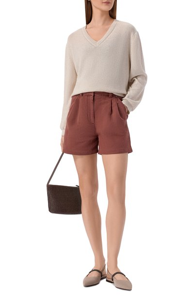 Женские шорты из хлопка и льна BRUNELLO CUCINELLI, арт. ML996P5761