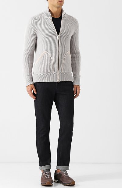 Вязаный кардиган из кашемира с отделкой из кожи TOM FORD, арт. BRK77/TFK457, фото 2