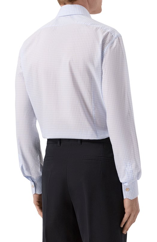 Хлопковая сорочка Kiton UCCH0948503 Голубой  UCCH0948503 Фото 4