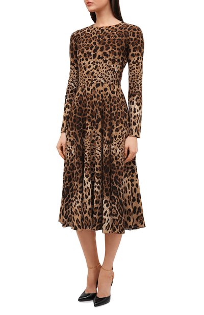 Платье из вискозы DOLCE & GABBANA леопардового цвета по цене 236500 руб., арт. F6H0IT/FSRKI, фото 3 Платье из вискозы DOLCE & GABBANA, арт. F6H0IT/FSRKI, фото 3