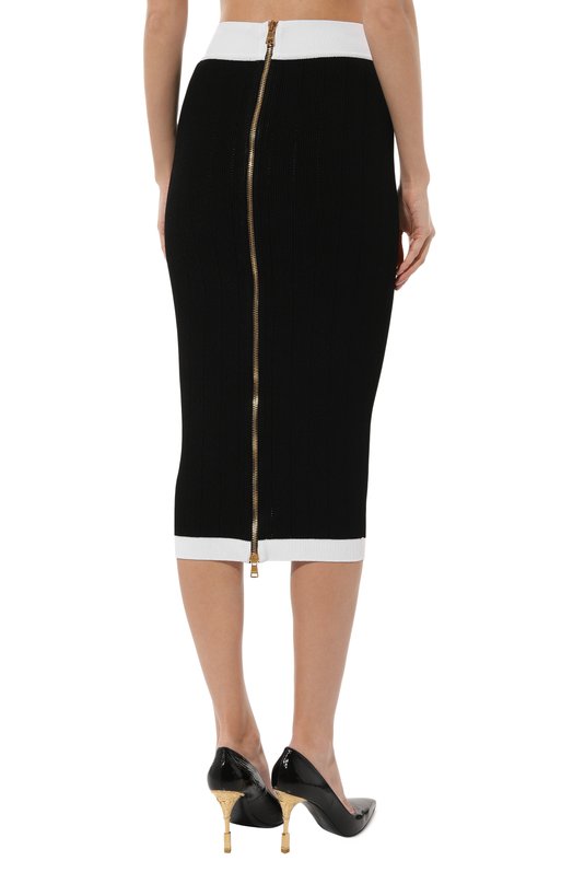 Юбка из вискозы Balmain BF1LD066/KF01 Чёрно-белый  BF1LD066/KF01 Фото 4