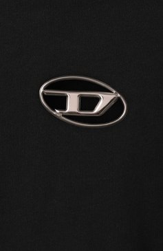 Женский хлопковая толстовка DIESEL черного цвета, арт. A16842/0BMBJ | Фото 6 (Рукава: Длинные; Драгоценные камни: Проставлено; Длина (для топов): Стандартные; Материал сплава: Проставлено; Женское Кросс-КТ: Кардиган-одежда; Стили: Гранж; Материал внешний: Хлопок)
