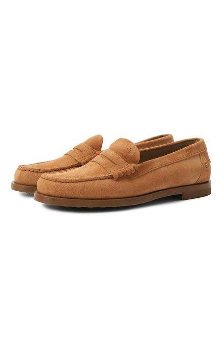 Женские замшевые лоферы TOD’S коричневого цвета, арт. XXW34L0I011RE0 | Фото 1 (Материал сплава: Проставлено; Подошва: Плоская; Драгоценные камни: Проставлено; Каблук высота: Низкий; Материал внутренний: Текстиль; Материал внешний: Натуральная кожа)