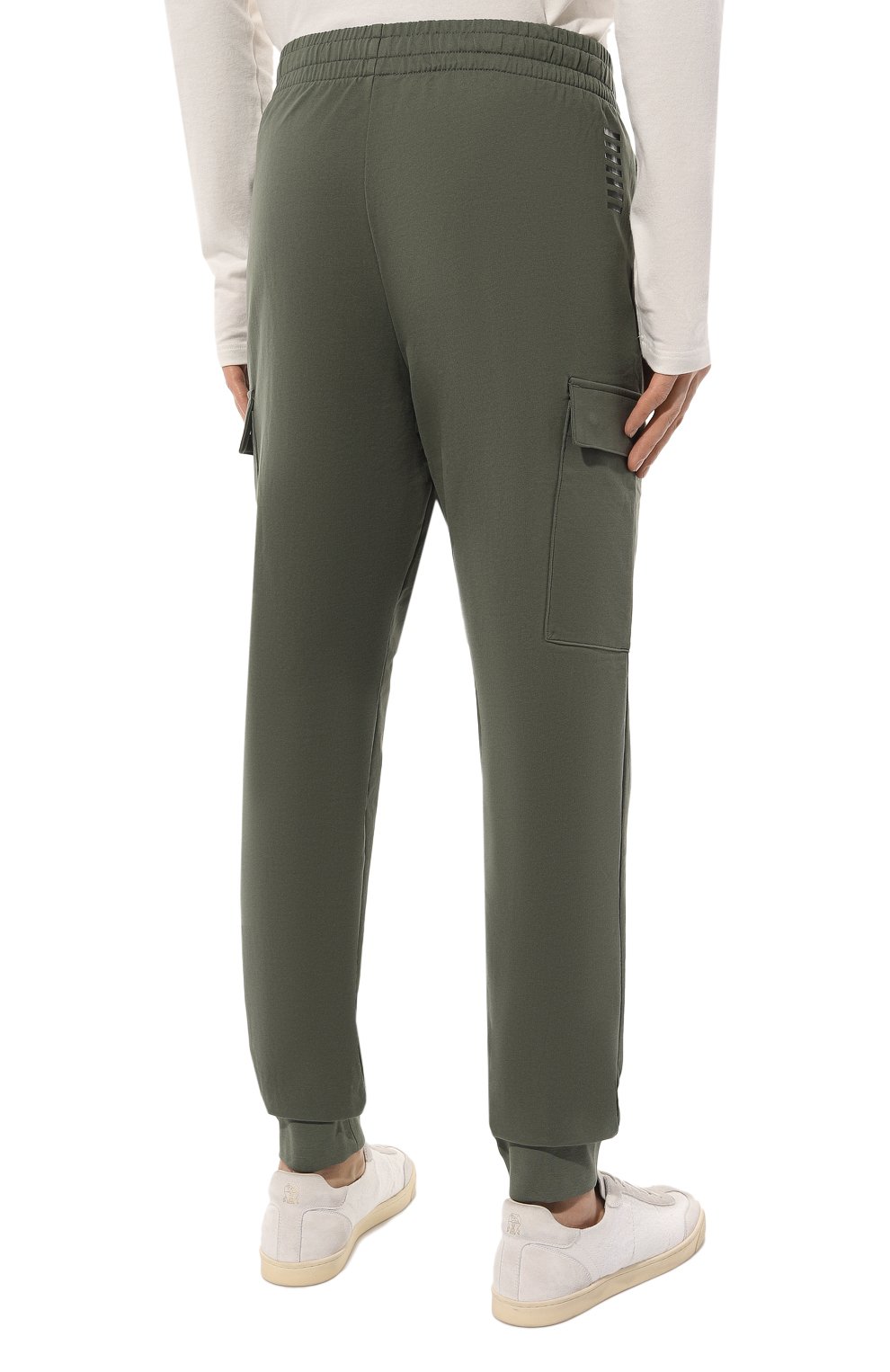 Хлопковые джоггеры EA7 хаки цвета по цене 11700 руб., арт. 8NPP59/PJ05Z, фото 4 Хлопковые джоггеры EA7, арт. 8NPP59/PJ05Z, фото 4