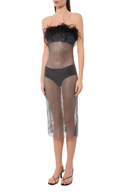 Платье с отделкой стразами и перьями GIUSEPPE DI MORABITO, арт. PS23296DR-P-231-ST, фото 3
