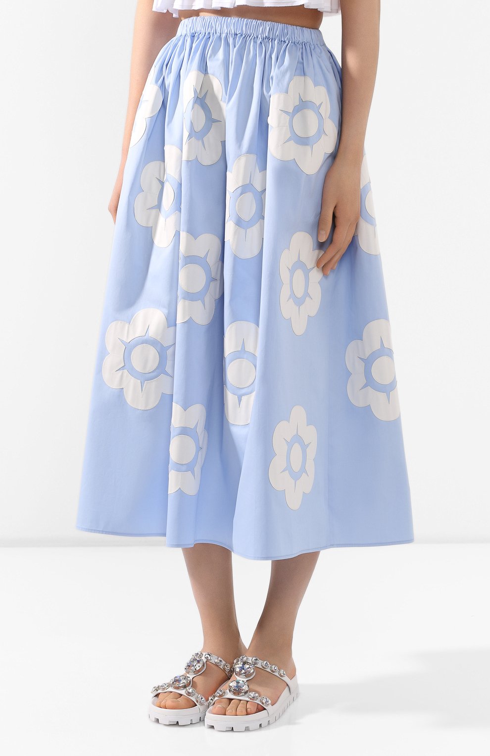 Хлопковая юбка MIU MIU голубого цвета по цене 130000 руб., арт. MG1414-1W2Y-F0076, фото 3 Хлопковая юбка MIU MIU, арт. MG1414-1W2Y-F0076, фото 3