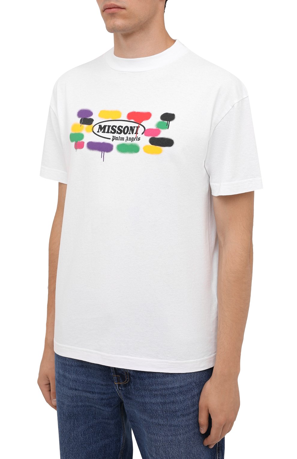 Хлопковая футболка palm angels x missoni PALM ANGELS, арт. PMAA001F21JER0280110, фото 3