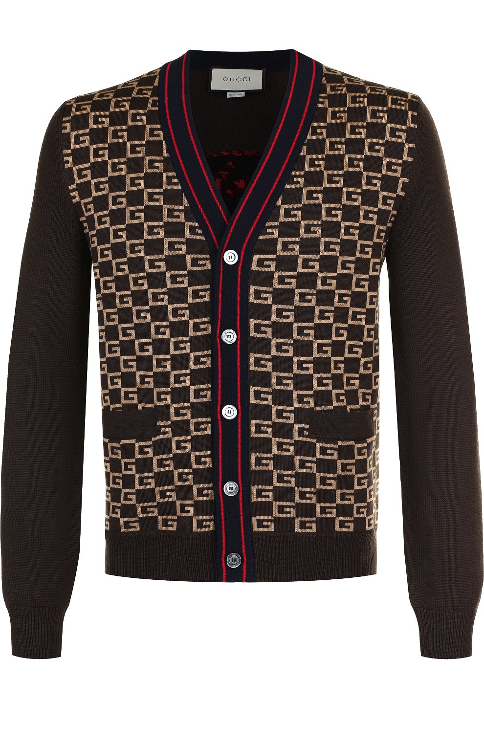 Шерстяной кардиган на пуговицах с v-образным вырезом и принтом GUCCI, арт. 522543/X9U22, фото 1