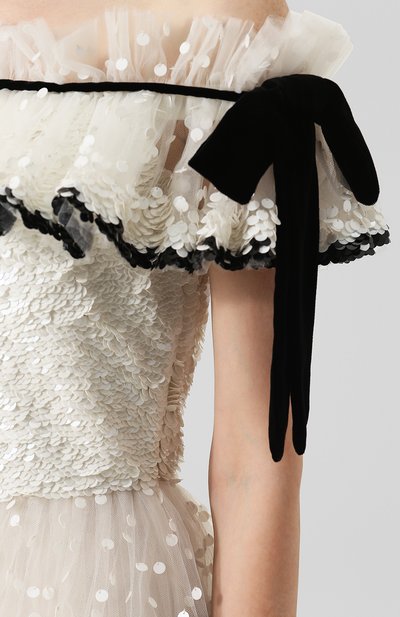 Приталенное мини-платье с открытыми плечами и пайетками VALENTINO, арт. QB2VAIH01ED, фото 5