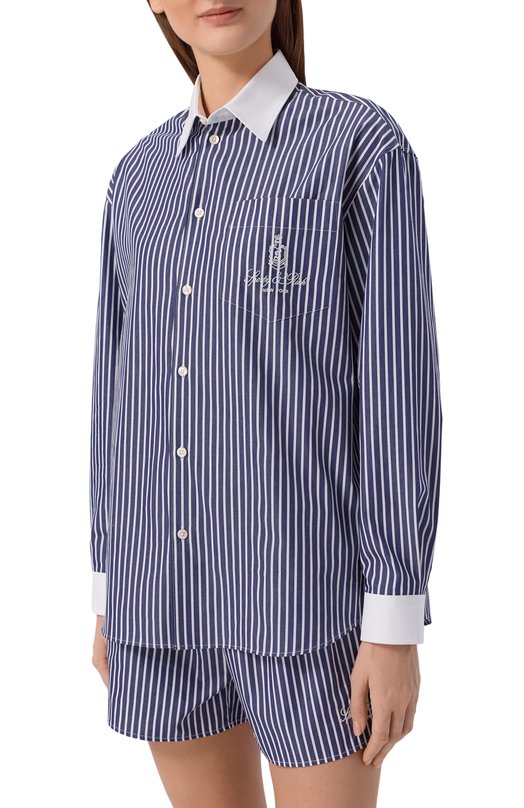 Хлопковая рубашка Sporty and Rich SI01962231ST02 Синий  SI01962231ST02 Фото 3