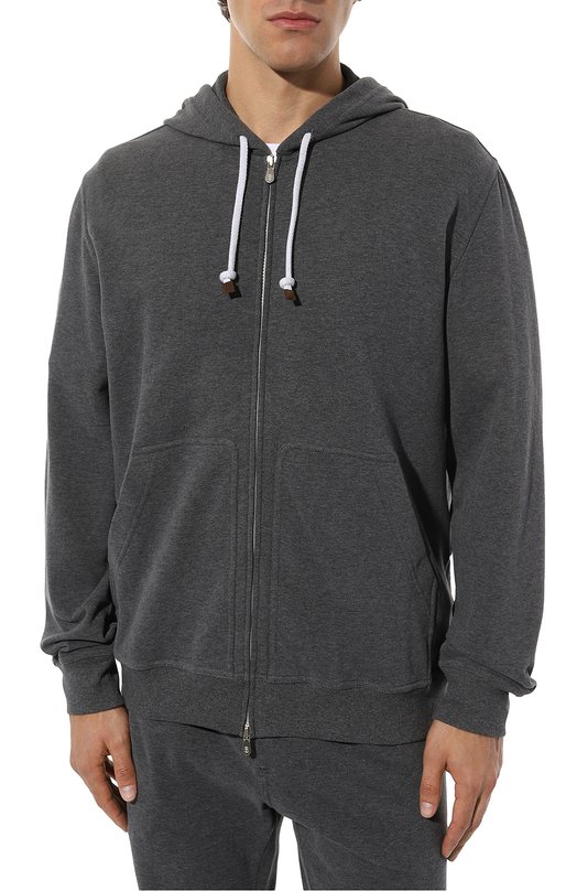 Хлопковая толстовка Brunello Cucinelli MTU14B2038 Серый  MTU14B2038 Фото 3