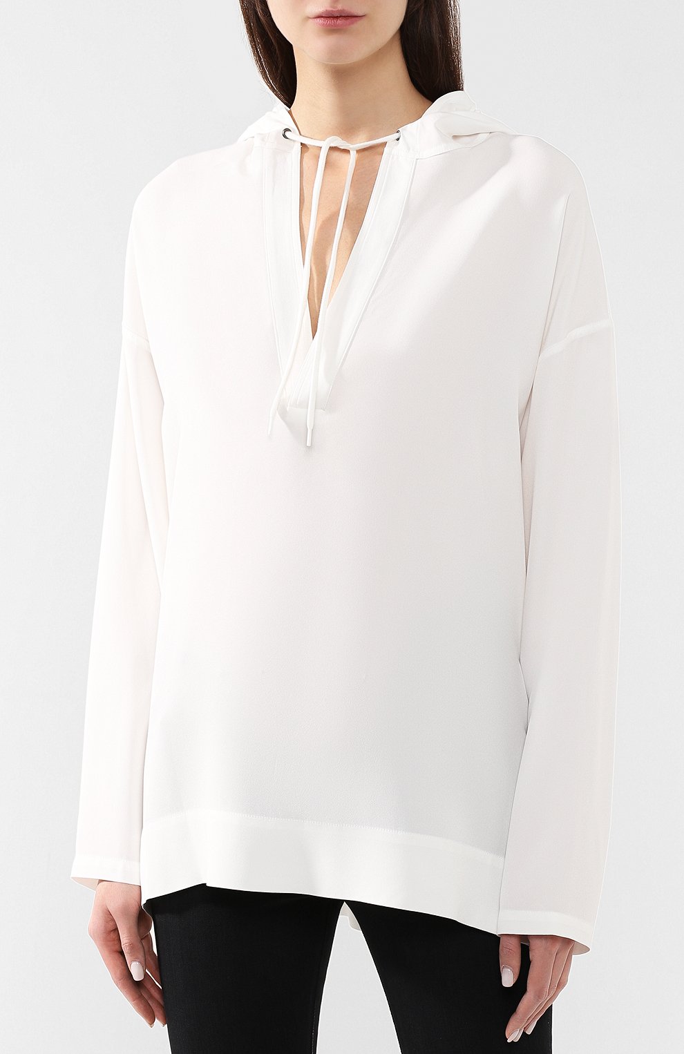 Блузка с капюшоном GIVENCHY белого цвета по цене 115500 руб., арт. BW60E410F4, фото 3 Блузка с капюшоном GIVENCHY, арт. BW60E410F4, фото 3