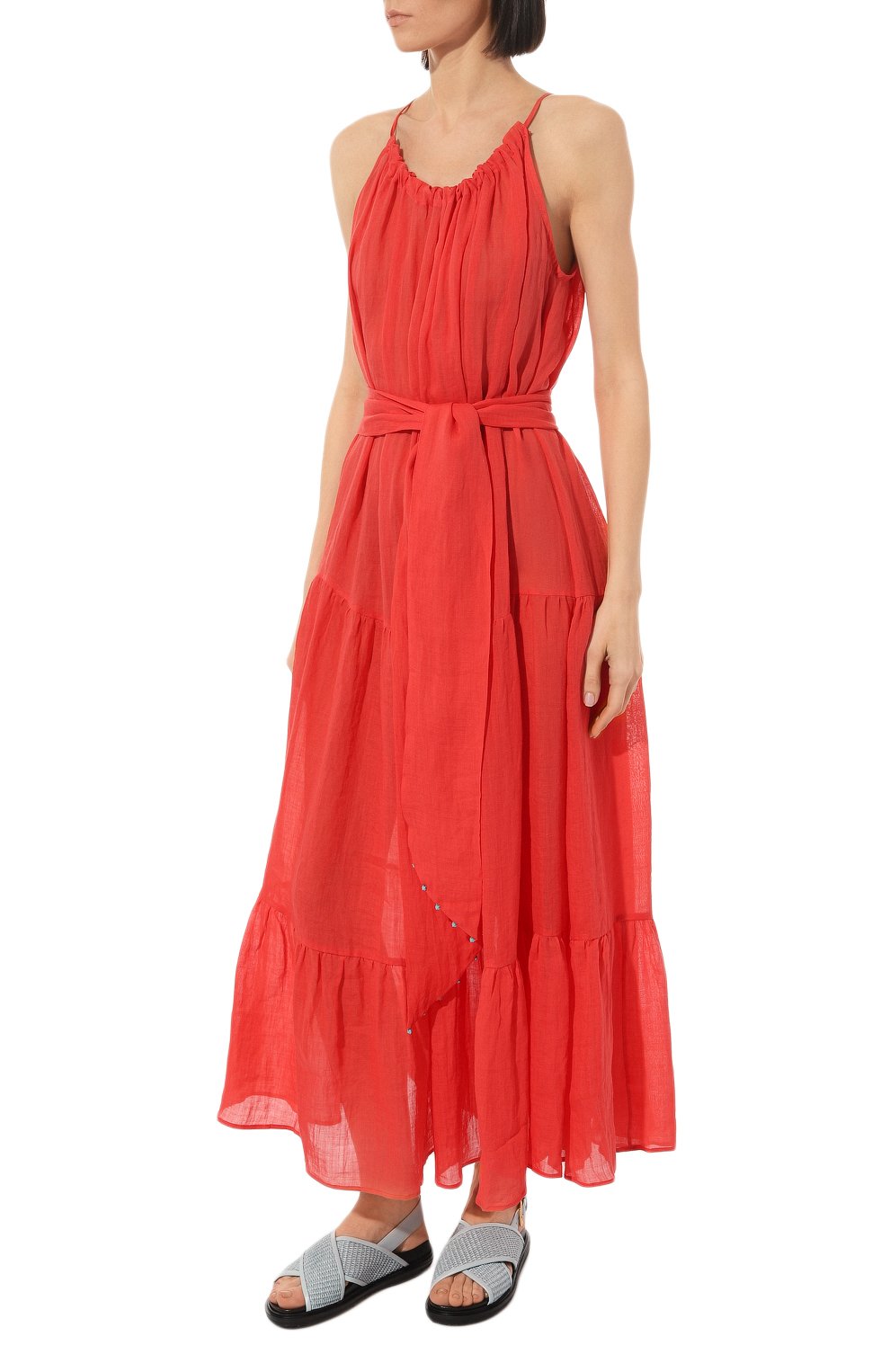 Льняное платье A MERE CO красного цвета по цене 83300 руб., арт. AMC-RSS23-043RL, фото 3 Льняное платье A MERE CO, арт. AMC-RSS23-043RL, фото 3