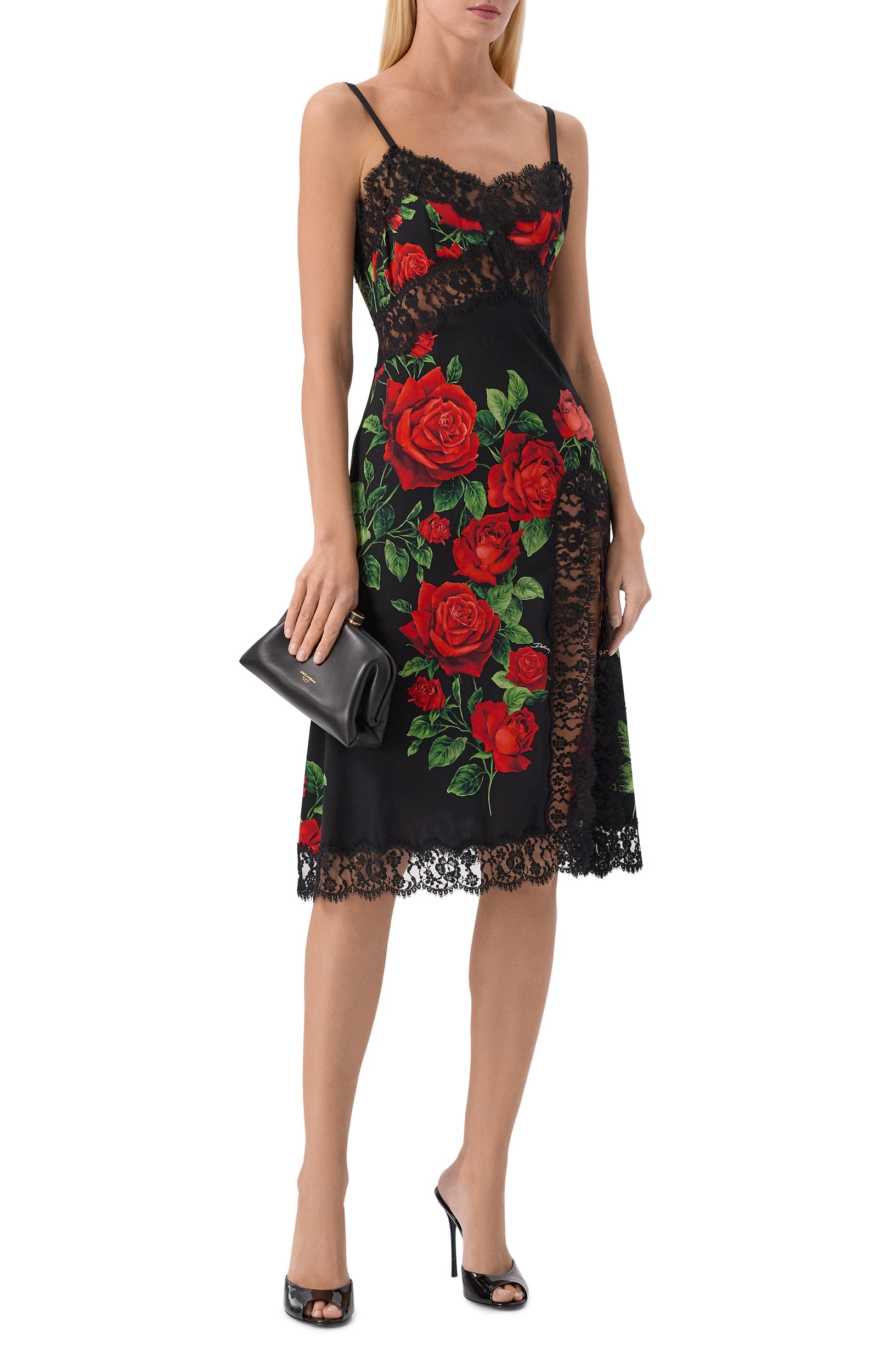 Шелковое платье DOLCE & GABBANA черного цвета по цене 399500 руб., арт. F619NT/FSA9R, фото 2 Шелковое платье DOLCE & GABBANA, арт. F619NT/FSA9R, фото 2