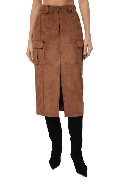 Юбка из экозамши LVIR коричневого цвета по цене 49750 руб., арт. LV23F-SK07B, фото 3 Юбка из экозамши LVIR, арт. LV23F-SK07B, фото 3