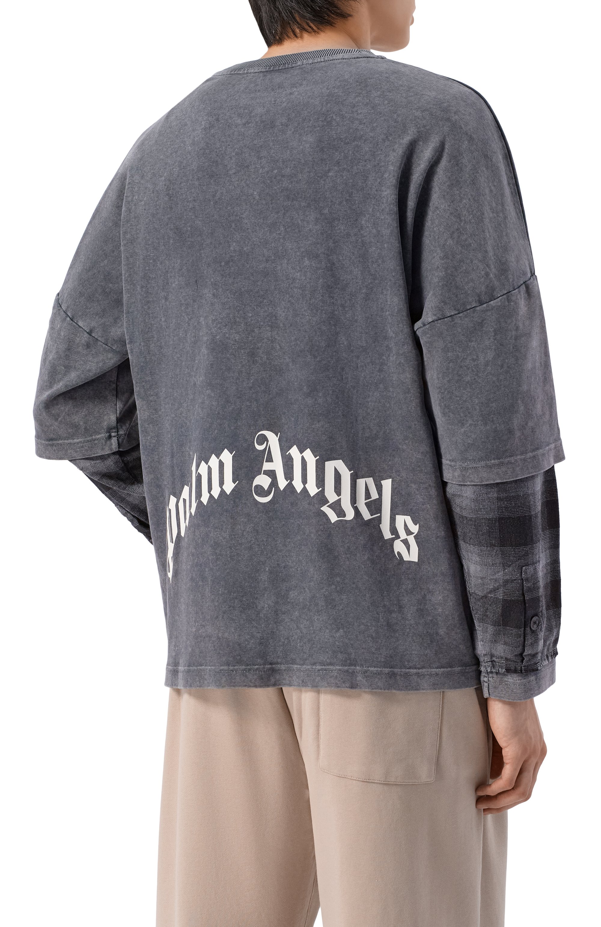 Хлопковый лонгслив PALM ANGELS темно-серого цвета по цене 33800 руб., арт. PMAB05ES26JER001, фото 4 Хлопковый лонгслив PALM ANGELS, арт. PMAB05ES26JER001, фото 4