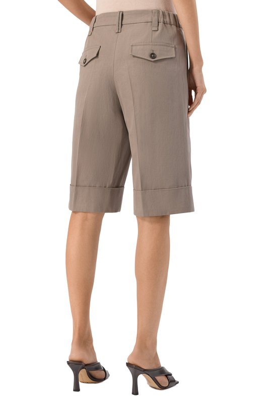 Шорты из хлопка и льна Brunello Cucinelli ML145P8866 Коричневый  ML145P8866 Фото 4