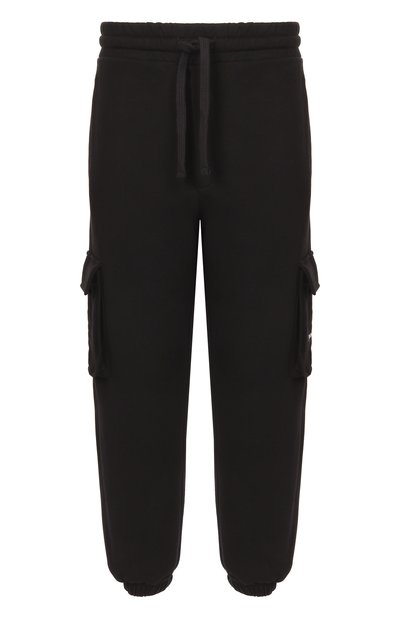 Хлопковые джоггеры HINNOMINATE черного цвета по цене 19000 руб., арт. HMABM01311, фото 1 Хлопковые джоггеры HINNOMINATE, арт. HMABM01311, фото 1