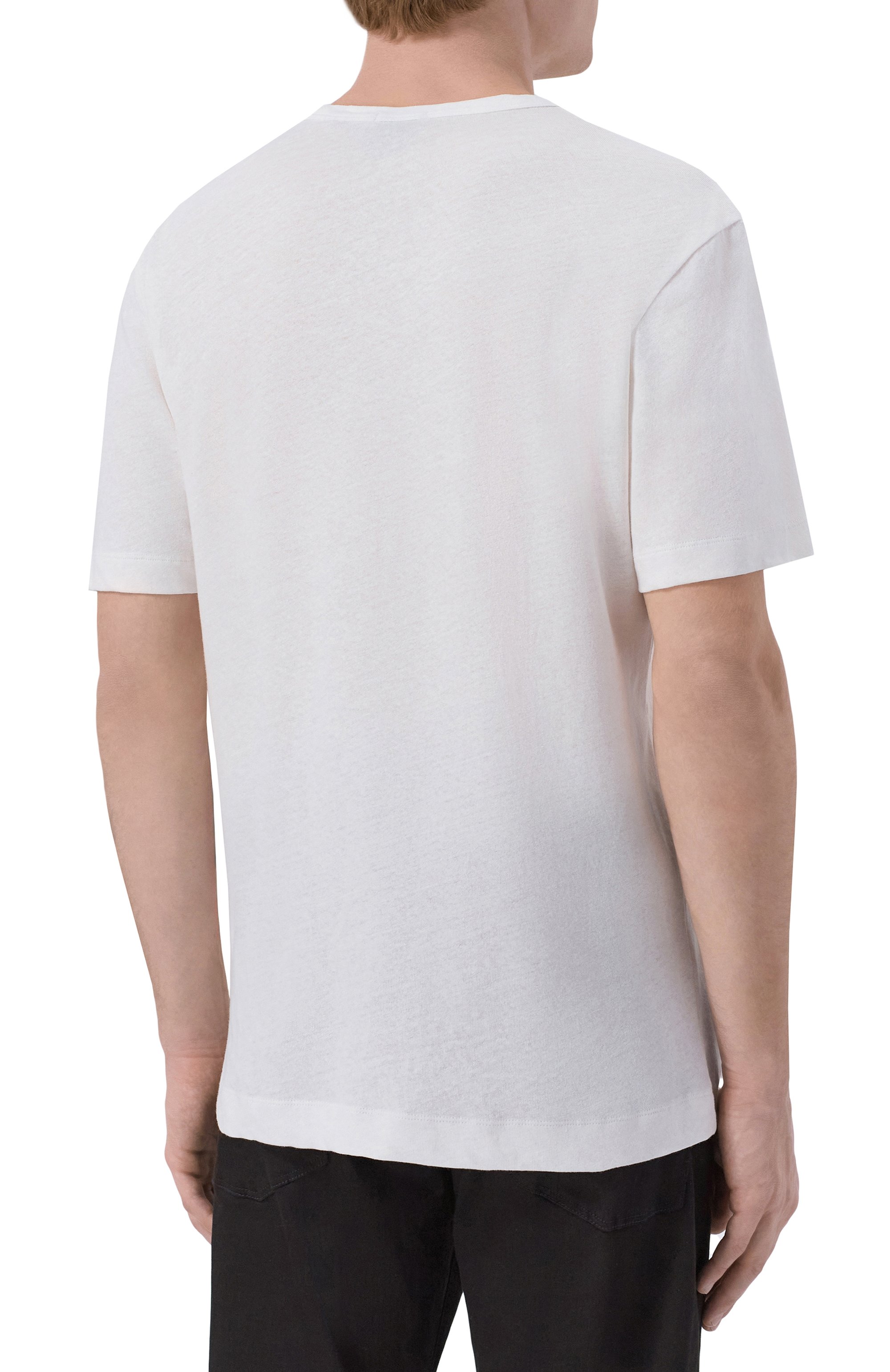 Футболка из хлопка и льна BOSS белого цвета по цене 19950 руб., арт. 50559166, фото 4 Футболка из хлопка и льна BOSS, арт. 50559166, фото 4