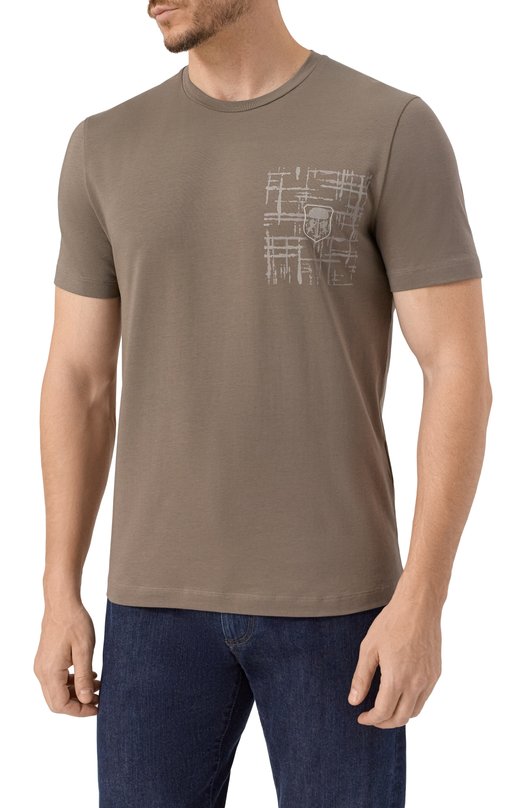 Хлопковая футболка Corneliani 26G583-2625024 Бежевый  26G583-2625024 Фото 3