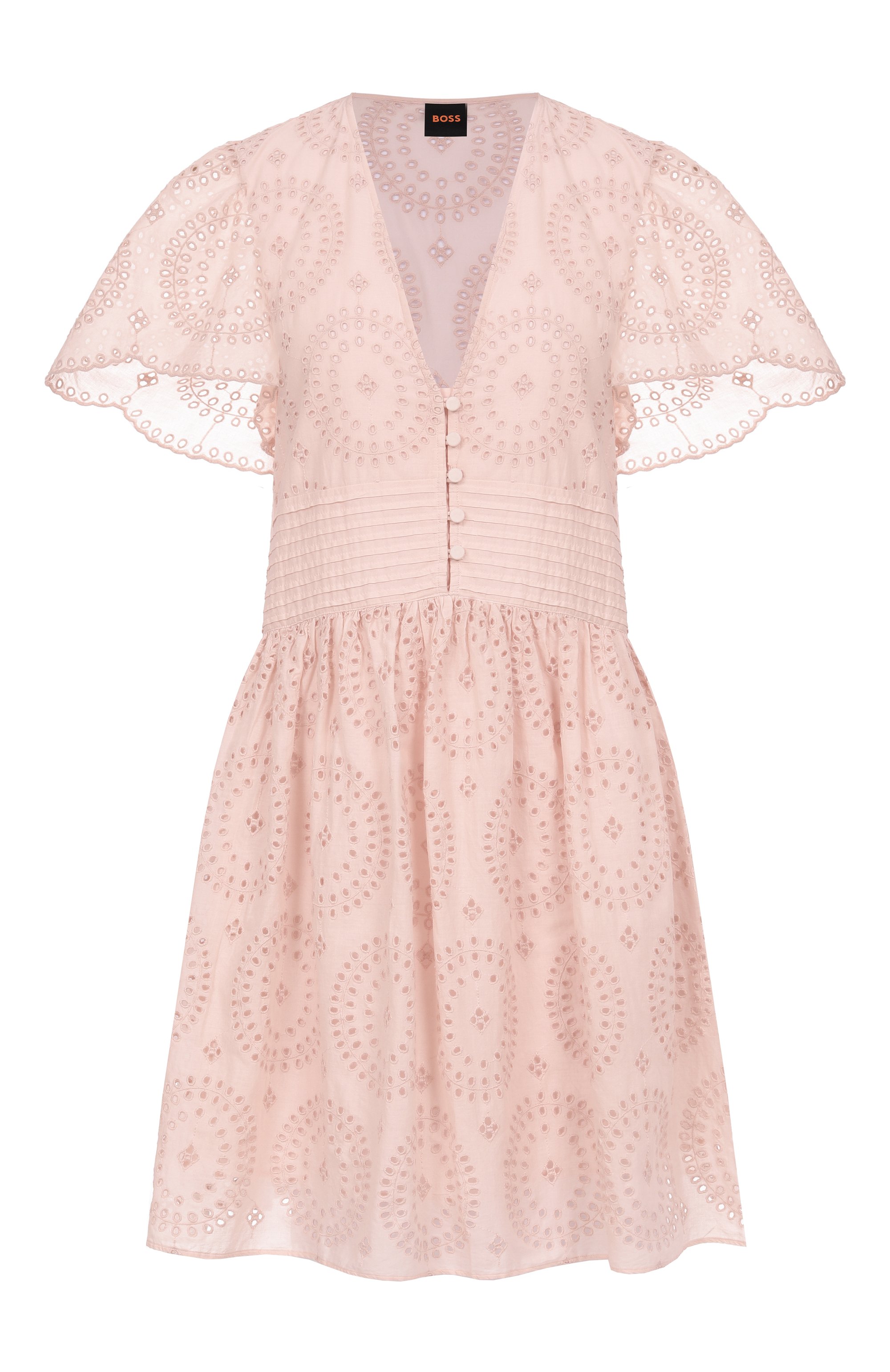 Хлопковое платье BOSS ORANGE розового цвета по цене 29850 руб., арт. 50538362, фото 1 Хлопковое платье BOSS ORANGE, арт. 50538362, фото 1