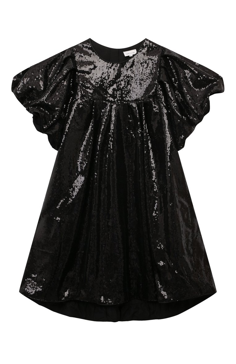 Детское платье MARC JACOBS (THE) черного цвета, арт. W60199/12A+ | Фото 1 (Случай: Вечерний; Рукава: Короткие; Драгоценные камни: Проставлено; Материал сплава: Проставлено; Девочки Кросс-КТ: Платье-одежда; Материал внешний: Синтетический материал; Ростовка одежда: 13 - 15 лет | 158 см)