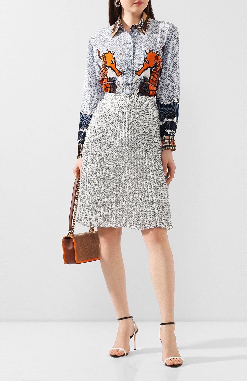 Плиссированная юбка BURBERRY черно-белого цвета по цене 170500 руб., арт. 4564351, фото 2 Плиссированная юбка BURBERRY, арт. 4564351, фото 2