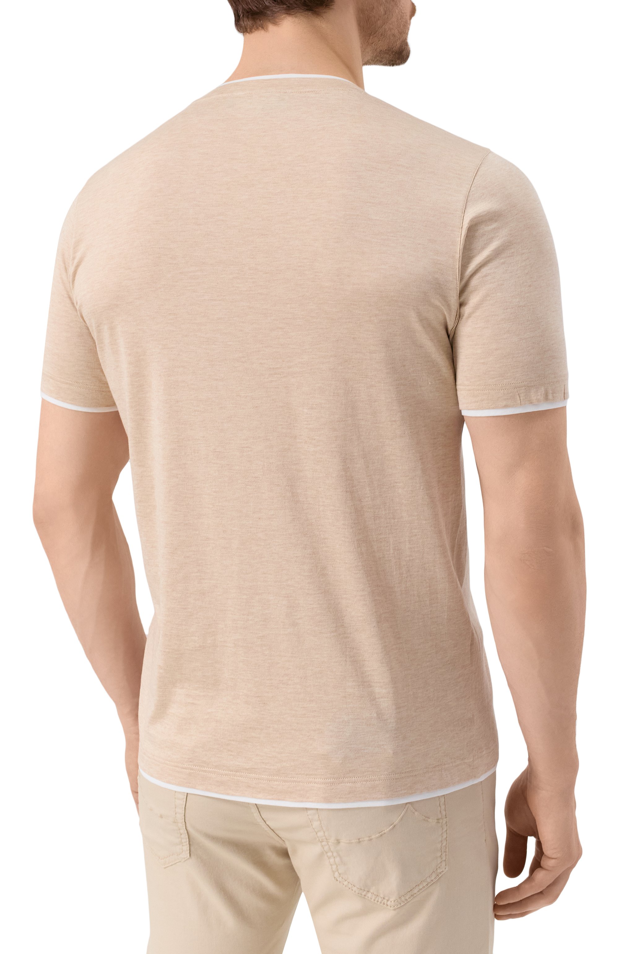 Футболка из шелка и хлопка GRAN SASSO бежевого цвета по цене 30700 руб., арт. 60123/78410, фото 4 Футболка из шелка и хлопка GRAN SASSO, арт. 60123/78410, фото 4