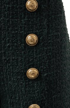 Женские твидовые шорты BALMAIN темно-зеленого цвета, арт. BF1PA313/XF91 | Фото 5 (Материал сплава: Проставлено; Длина Ж (юбки, платья, шорты): Мини; Драгоценные камни: Проставлено; Стили: Классический; Материал внешний: Синтетический материал)