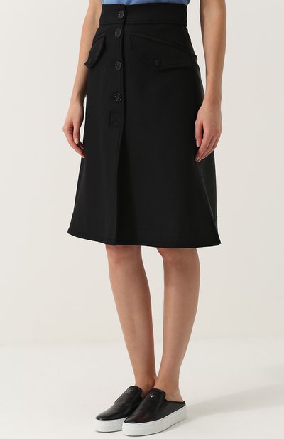 Однотонная шерстяная юбк а-миди с широким поясом MONCLER, арт. C2-093-25603-80-57522, фото 3