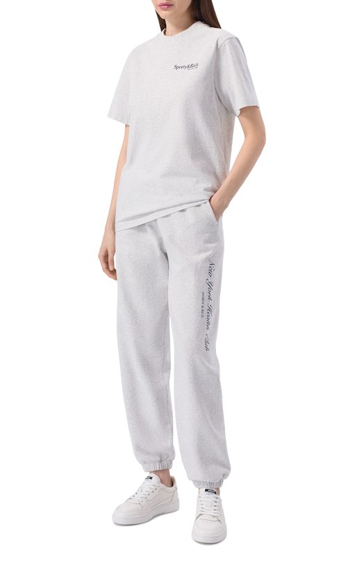 Хлопковая футболка Sporty and Rich T004362175GY03 Серый  T004362175GY03 Фото 2