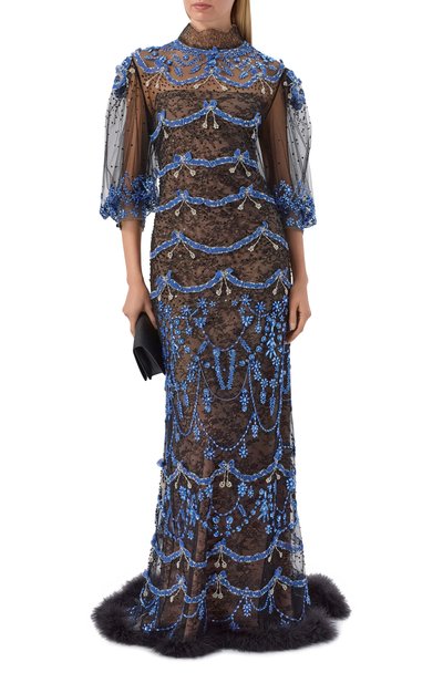 Платье с отделкой стразами и бисером VALENTINO, арт. 8B3VDMH5/1ED, фото 2