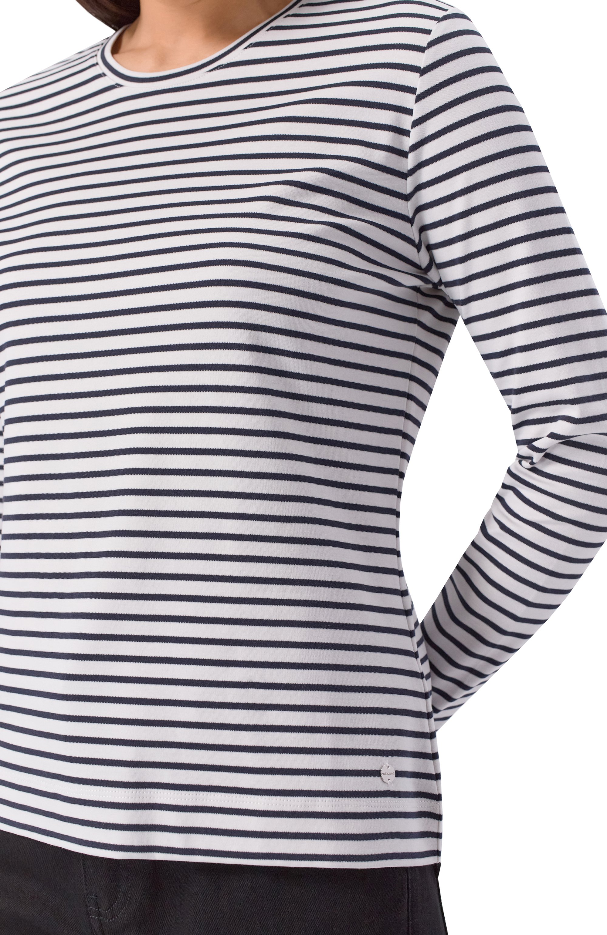 Хлопковый лонгслив WINDSOR черно-белого цвета по цене 19950 руб., арт. 52 DT306 10015934, фото 5 Хлопковый лонгслив WINDSOR, арт. 52 DT306 10015934, фото 5