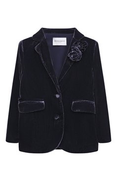 Детский костюм из вискозы ERMANNO SCERVINO темно-синего цвета, арт. SFCD001C/VE137/3A-8A | Фото 2 (Материал сплава: Проставлено; Рукава: Длинные; Материал внешний: Вискоза; Материал подклада: Вискоза; Драгоценные камни: Проставлено)