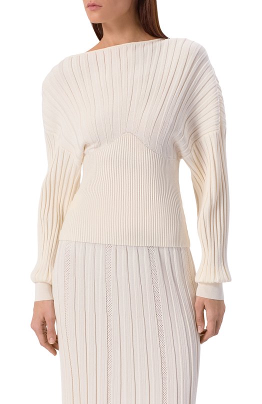 Пуловер из вискозы Balmain GF1AQ135/KJ30 Кремовый  GF1AQ135/KJ30 Фото 3